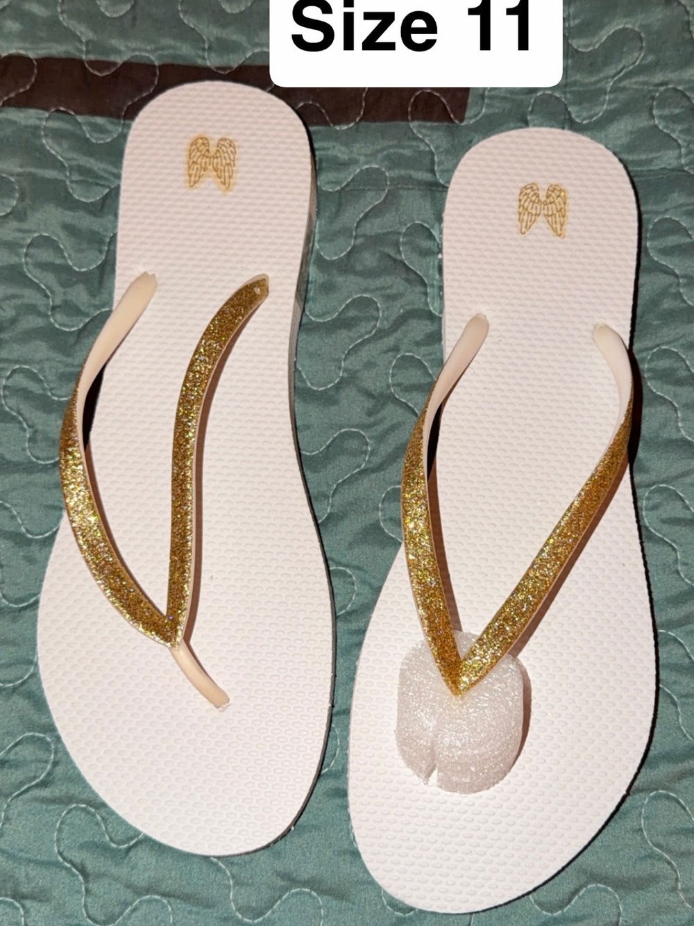 Victoria secret Gold-Trim White Flip Flop Sandals - Women’s Size 11